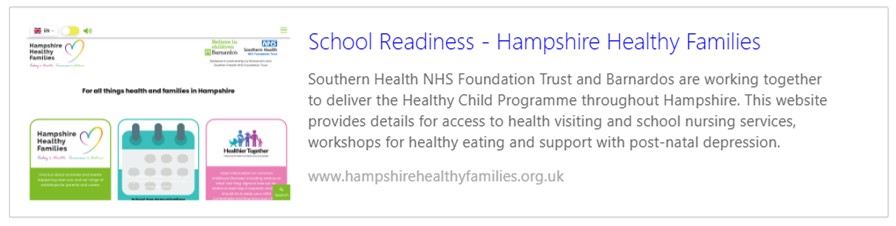 School readiness Hampshire Healthy Families
